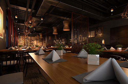 信阳简约大气中式风格餐厅设计装修效果图