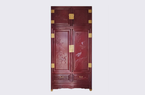信阳高端中式家居装修深红色纯实木衣柜