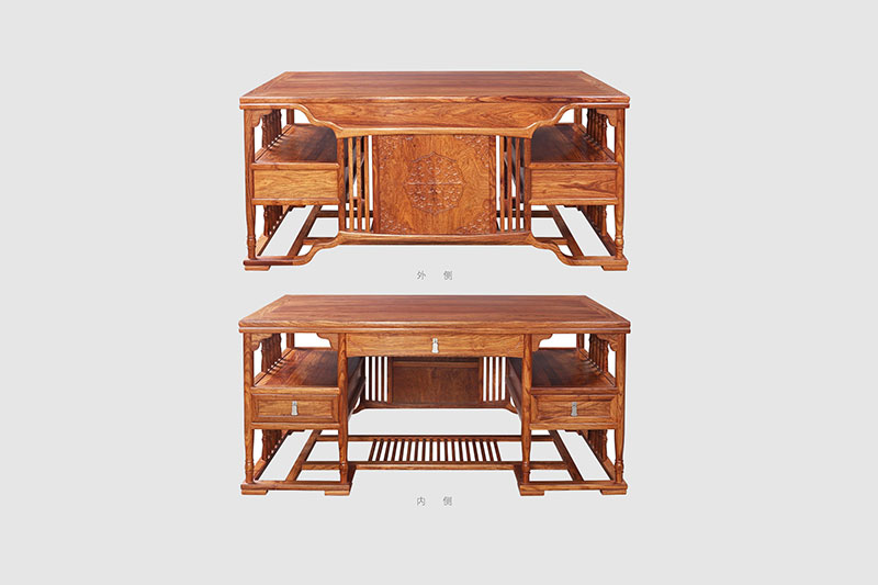 信阳中式家居装饰书房桌椅组合家具效果图